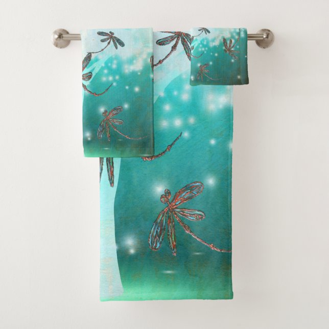 Dragonfly Flit Glow Tree Bath Towel Set (Insitu)