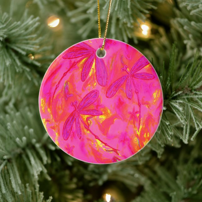 Dragonfly Flit Hazy Days Ceramic Ornament (Tree)