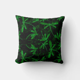 Dragonfly Flit Neon Green Cushion
