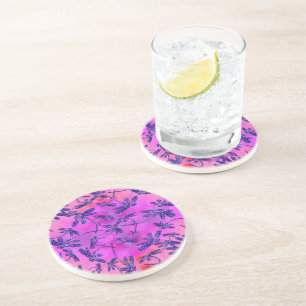 Dragonfly Flit Peachy Pink Coaster