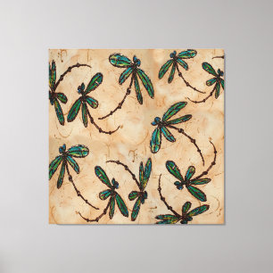 Dragonfly Flit Rustic Cream Canvas Print