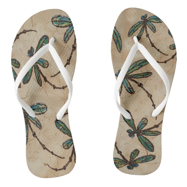 Dragonfly Flit Rustic Cream Thongs (Footbed)