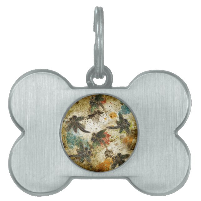 Dragonfly Flit Rustic Splash Pet ID Tag (Front)