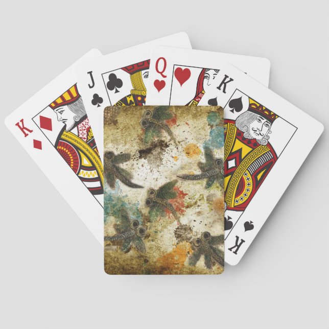 Dragonfly Flit Rustic Splash Playing Cards (Back)