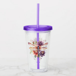 Dragonfly Floral  Acrylic Tumbler