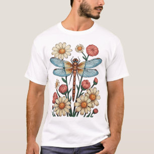 Dragonfly Floral Cottagecore Garden Flower Nature T-Shirt