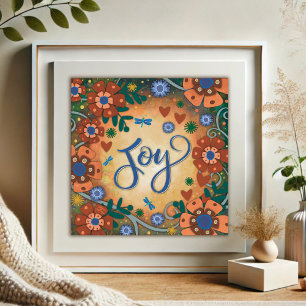 Dragonfly Floral Joy Inspiring Yellow Inspirivity Poster