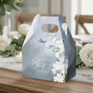 Dragonfly Floral Sweet 16 Dusty Blue ID1310 Favour Box