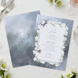 Dragonfly Floral Sweet 16 Frame Dusty Blue ID1310 Menu