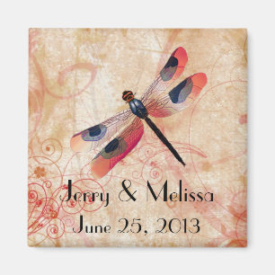 Dragonfly Flourish Wedding Favour Magnet