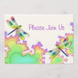 Dragonfly Fractal Wedding Invitation