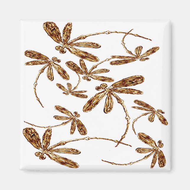 Dragonfly Frenzy Gold Magnet (Front)
