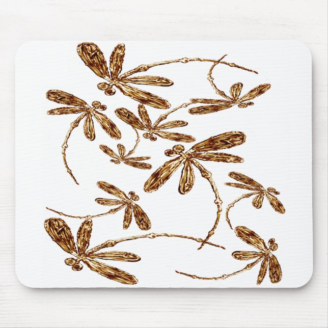 Dragonfly Frenzy Gold Mouse Pad (Front)