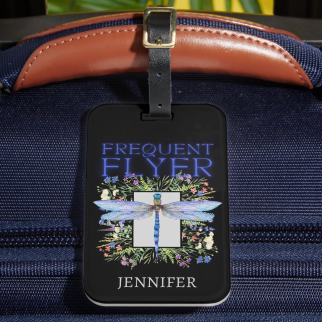 Dragonfly Frequent Flyer Personalised Luggage Tag (Front Insitu 2)