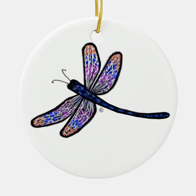 Dragonfly from Heaven Ceramic Ornament (Front)