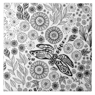 Dragonfly garden ceramic tile