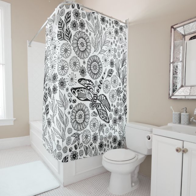 Dragonfly garden shower curtain (In Situ)