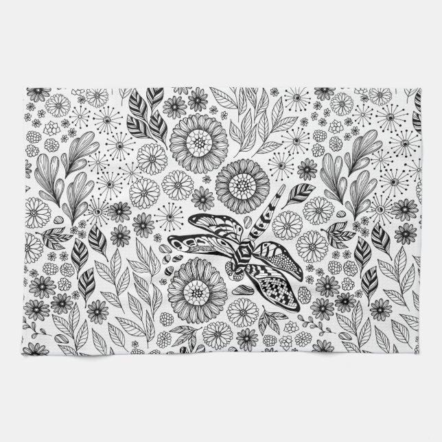 Dragonfly garden tea towel (Horizontal)
