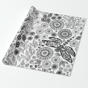 Dragonfly garden wrapping paper
