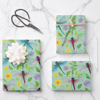 Dragonfly garden wrapping paper sheet