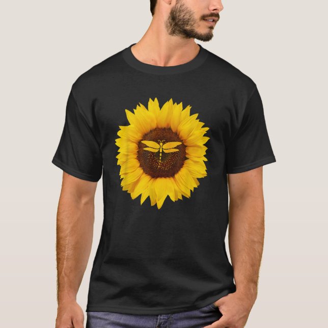Dragonfly Gift For Women Men Swarm Nymph Sunflower T-Shirt (Front)