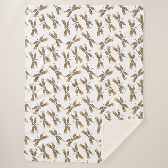 Dragonfly Gift Sherpa Throw Blanket (Front)