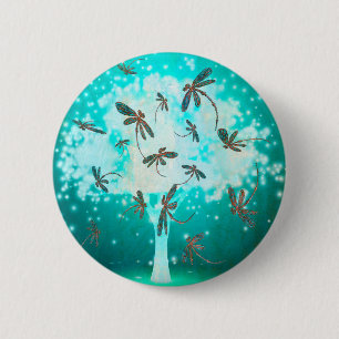 Dragonfly Glow Tree 6 Cm Round Badge