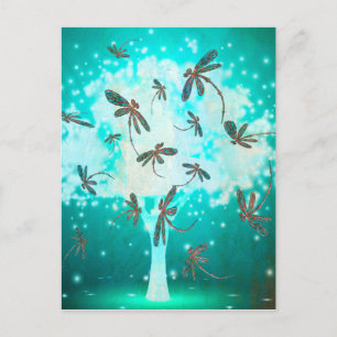 Dragonfly Glow Tree Postcard