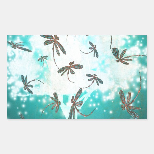 Dragonfly Glow Tree Rectangular Sticker (Front)