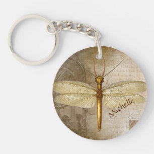 Dragonfly Gold Personalized  Keychain
