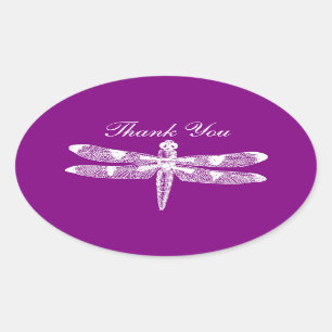 Dragonfly Graphic Thank You Oval Sticker
