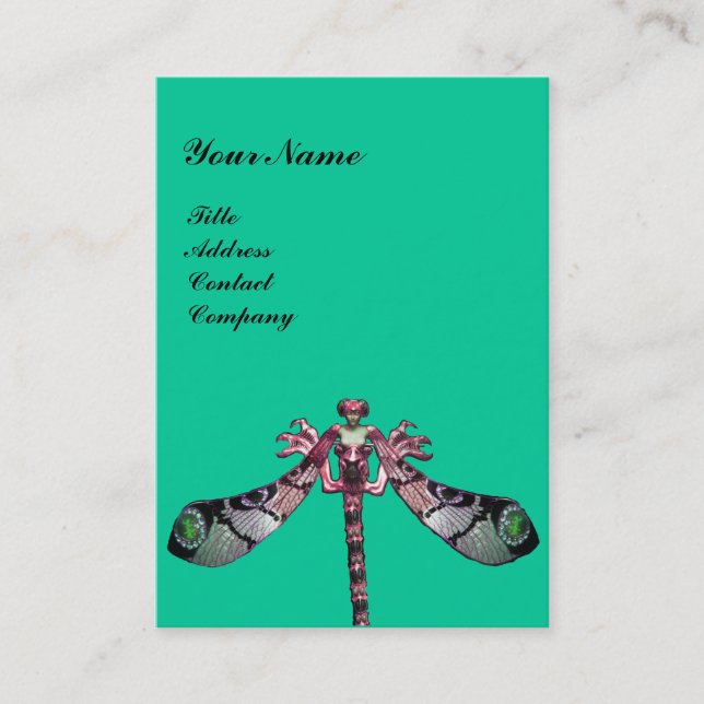 DRAGONFLY ,green ,black pink blue turquase Business Card (Front)