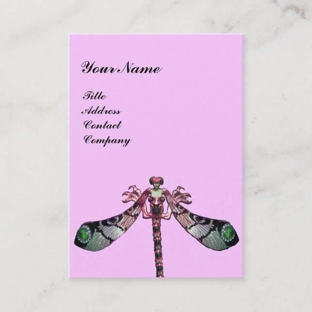 DRAGONFLY ,green ,black pink Business Card (Front)
