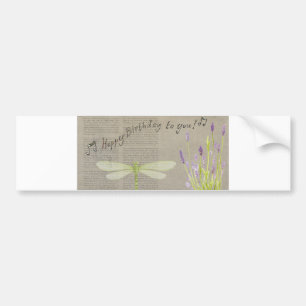 dragonfly happy birthday bumper sticker