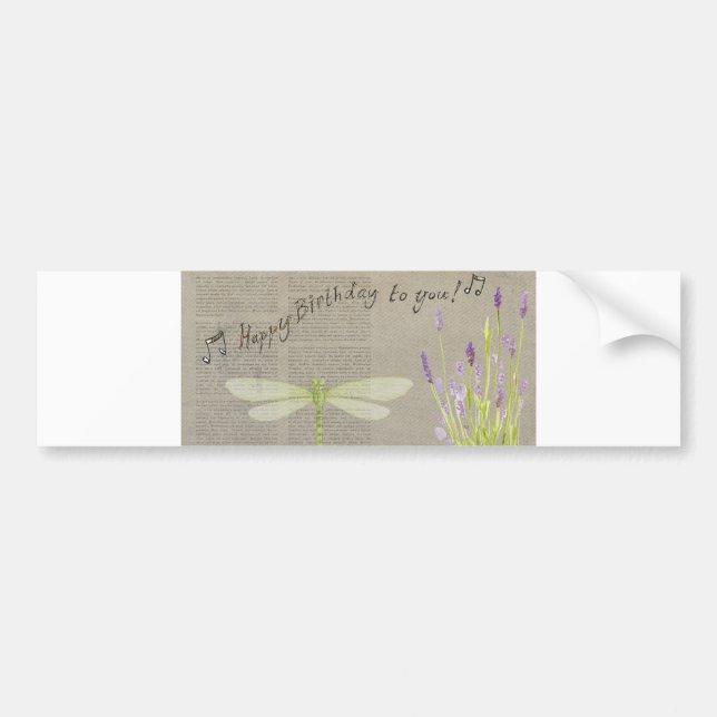 dragonfly happy birthday bumper sticker (Front)