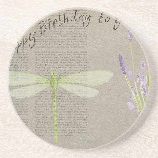 dragonfly happy birthday coaster (Front)