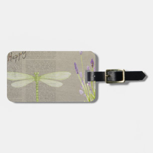 dragonfly happy birthday luggage tag