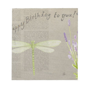 dragonfly happy birthday notepad