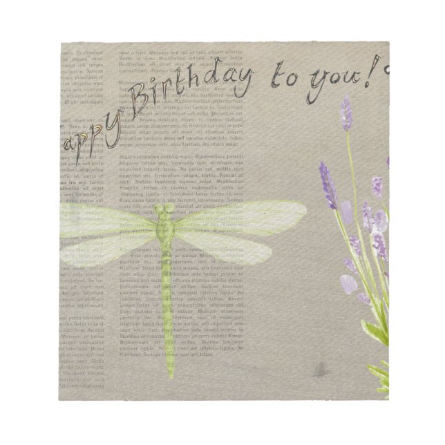 dragonfly happy birthday notepad (Front)