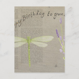 dragonfly happy birthday postcard