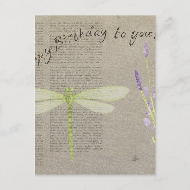 dragonfly happy birthday postcard (Front)