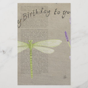 dragonfly happy birthday stationery