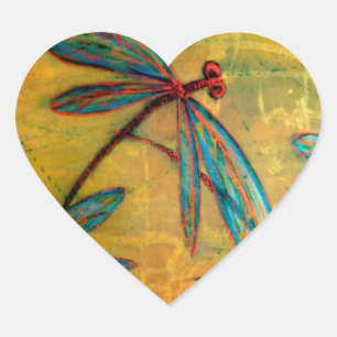 Dragonfly Haze Heart Sticker