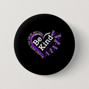 Dragonfly Heart Be Kind Purple Overdose Awareness 6 Cm Round Badge