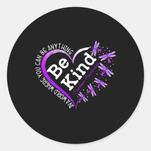 Dragonfly Heart Be Kind Purple Overdose Awareness  Classic Round Sticker