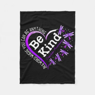 Dragonfly Heart Be Kind Purple Overdose Awareness Fleece Blanket
