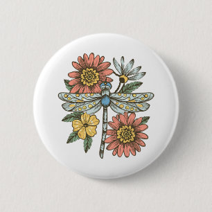 dragonfly heart for women 6 cm round badge