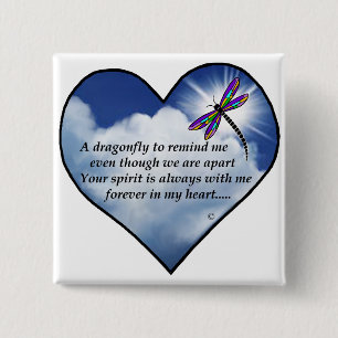 Dragonfly Heart Poem 15 Cm Square Badge