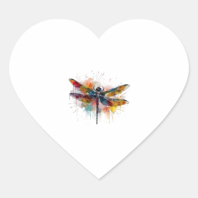 Dragonfly   heart sticker (Front)