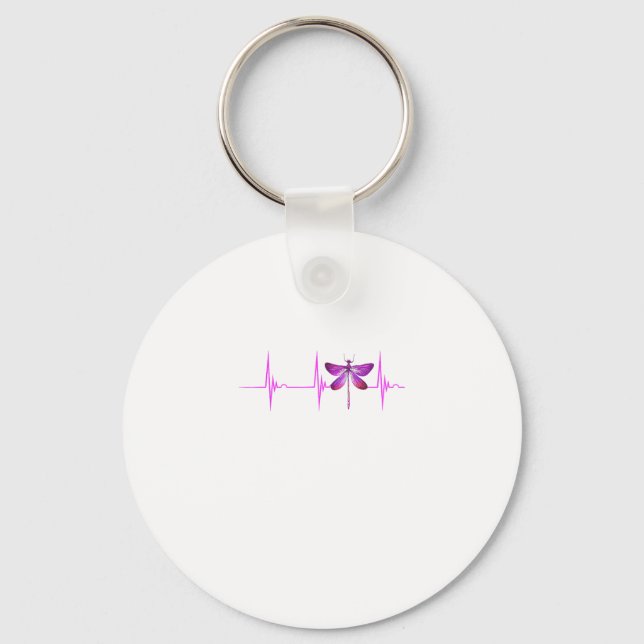 Dragonfly Heartbeat EKG Pulse Nature Insect Dragon Key Ring (Front)
